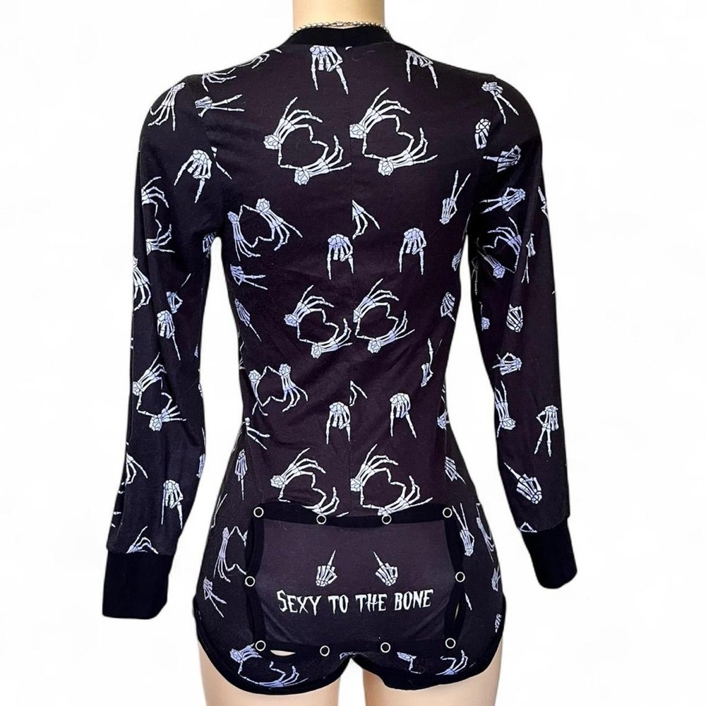Black Skeleton Button Up Romper - image 2
